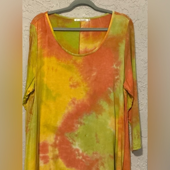 JollieLovin Vibrant Multicolor Tie Dye Long Sleeve Top - Picture 2 of 7